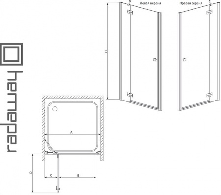 Душевая дверь RADAWAY ALMATEA GOLD DWJ для ванной комнаты