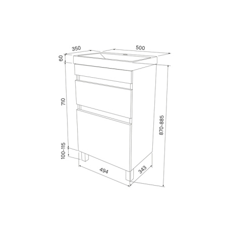 Zodiac 50 тумба IDDIS [ZOD5CBFi95K], с умывальником, с ящиками