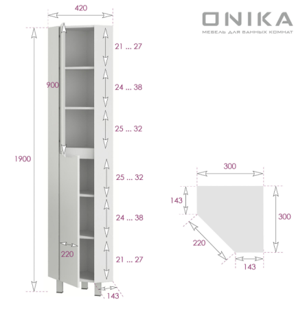 АЙЛЕНД 30 шкаф-пенал Onika [403082], угловой