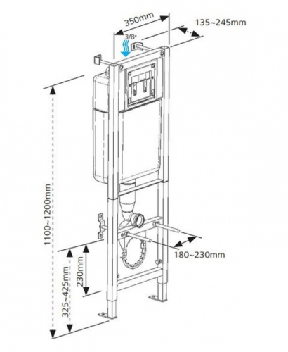 Cersanit DELFI c инст. BLACK, унитаз c сиденьем, кнопкой Leon глянцевый хром