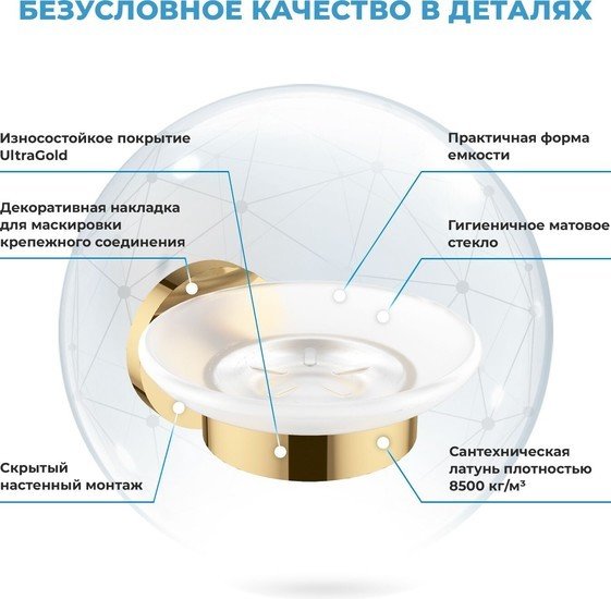 Мыльница Wellsee Finishing Touch 182503000 с держателем (золотой)