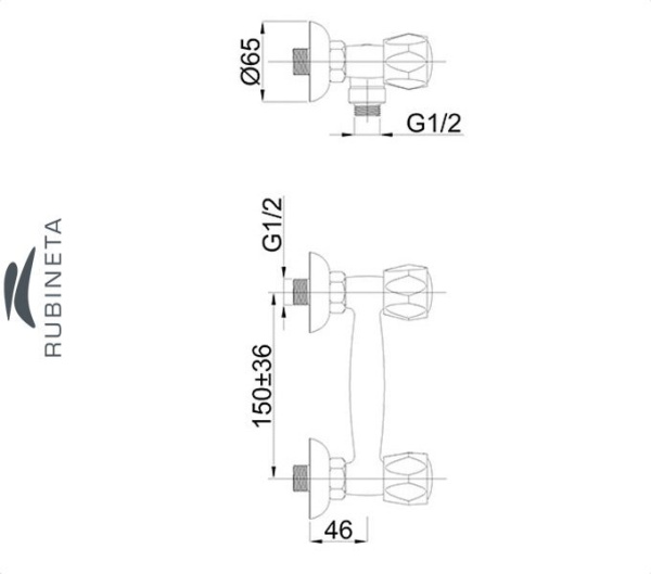 Rubineta R-5 для ванны настенный