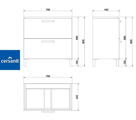 MELAR 80 тумба Cersanit под умывальник (SU-MEL-CM80)