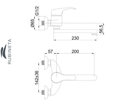 Rubineta Y-14 для ванны настенный