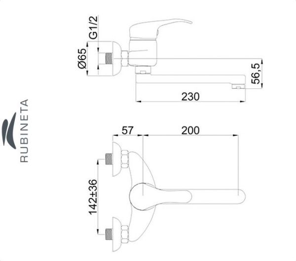 Rubineta Y-14 для ванны настенный