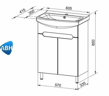 АНСИ 60 тумба АВН Asomare под умывальник  (96.02)