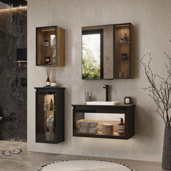 Strong 36 Полупенал подвесной EQUIL [рpSTRONG36.R/L-35], со столешницей, Дуб черный