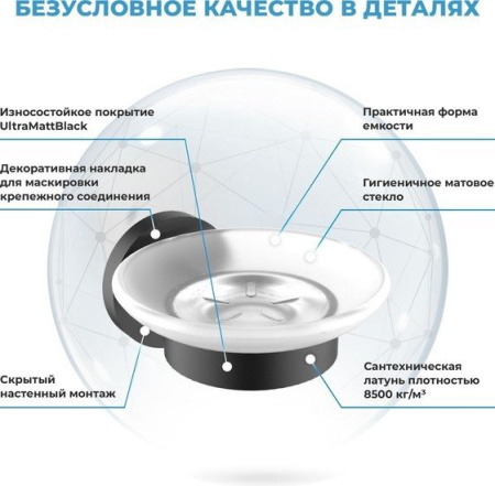 Мыльница Wellsee Finishing Touch 182502000 с держателем (матовый черный)