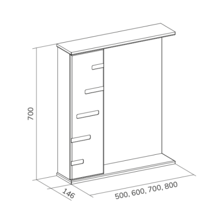 Joli 50 зеркало VOLNA [zsJOLI50.L-01], левый
