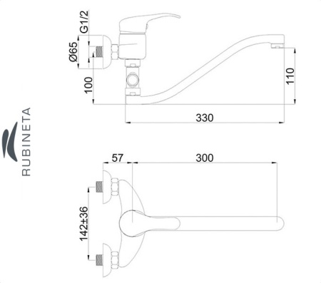 Rubineta Y-12/G для ванны настенный