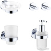 Набор аксессуаров для ванной Wellsee Finishing Touch 182511002 (мыльница, стакан для зубных щеток, дозатор для жидкого мыла, крючок 2 шт, хром)