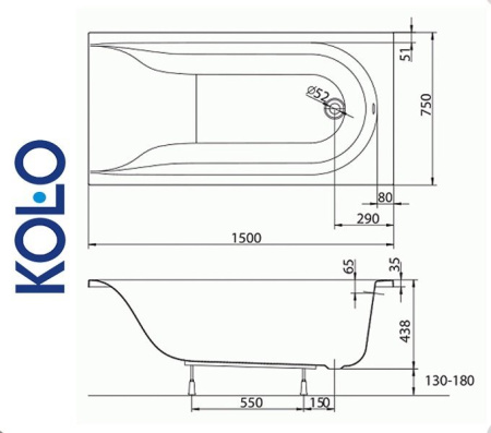 Ванна прямоугольная Kolo MIRRA 150x75