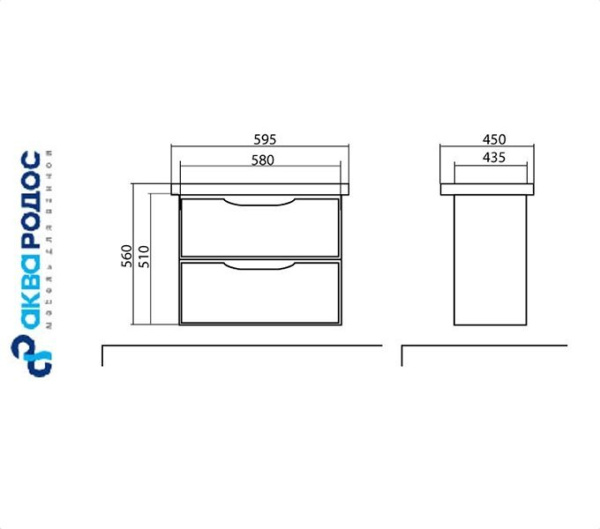 ВЕНЕЦИЯ 60 подвесная тумба Аква Родос с умывальником СИТИ 60 (АР0001377)