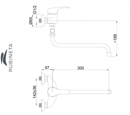 Rubineta P-12/S для ванны настенный
