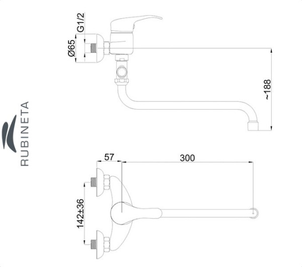 Rubineta P-12/S для ванны настенный