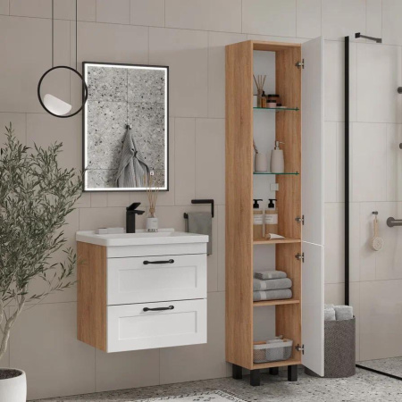 Lago 35 Пенал напольный EQUIL [pnLAGO35-04], Белый/Дуб сонома