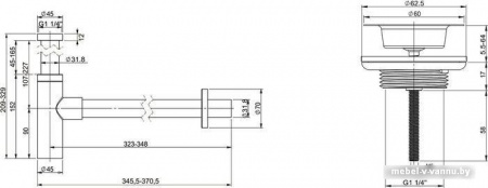 Сифон Wellsee Drainage System 182119005 (сифон, выпуск, хром)