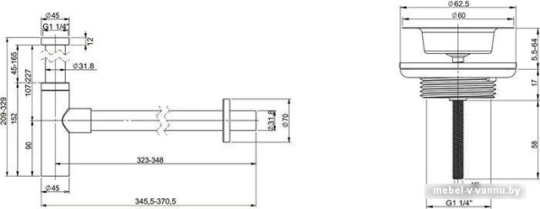 Сифон Wellsee Drainage System 182119005 (сифон, выпуск, хром)