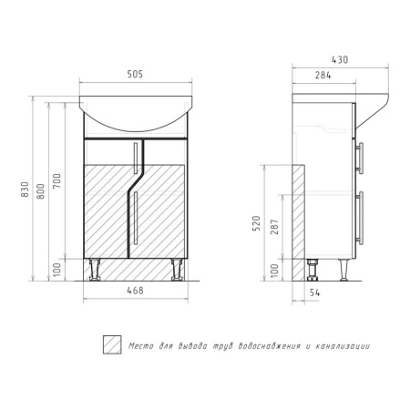 Bruno 50.2D (Рива) тумба VOLNA [tnBRUN50.2D.R-01]