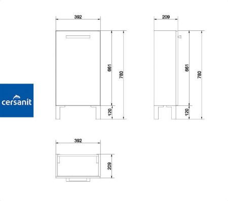 MELAR 40 тумба Cersanit под умывальник (SU-MEL-CM40)