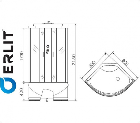 Erlit ER3508TP-C4 душевая кабина (чёрная/тонированные)