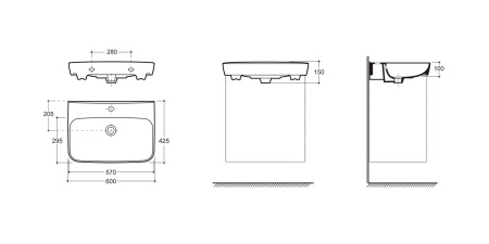 СКАНДИ 60 Керамин. Умывальник мебельный к тумбе. (CDB00022984)
