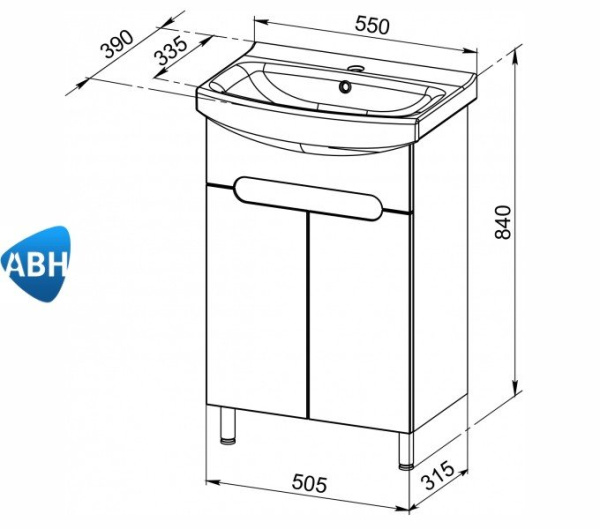 АНСИ 55 тумба АВН Asomare под умывальник (96.01)