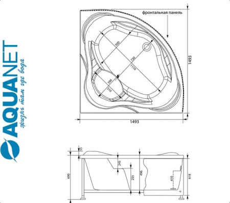 Ванна угловая Акванет MALTA 150