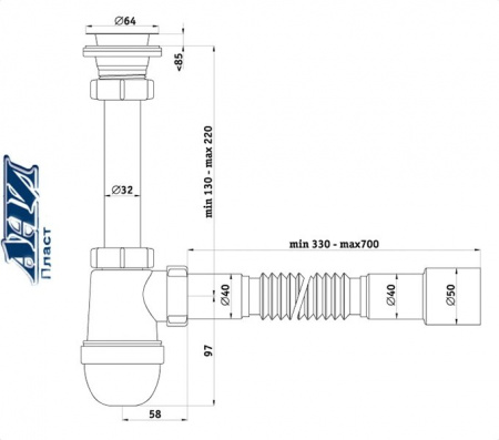 АНИ C1015 Сифон для раковины