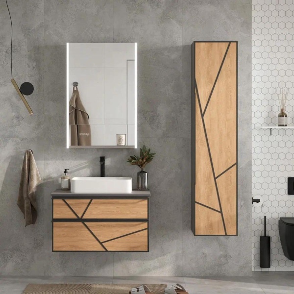 Ferro 36 Пенал подвесной EQUIL [ppFERRO36.R-11], правый, Дуб мадера/Лен антрацит