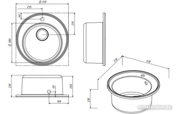 Кухонная мойка Belux BRG-51-01 (черно-серый)