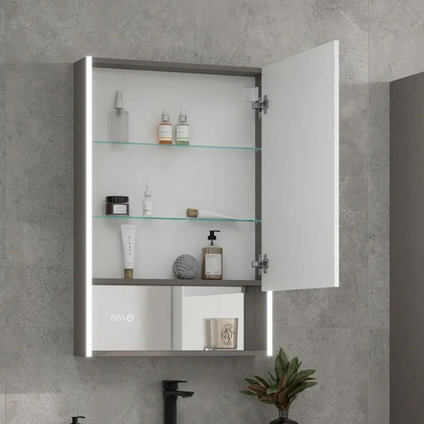 Ferro LED 60 зеркало-шкаф EQUIL [zsFERRO60.R], с часами, правый