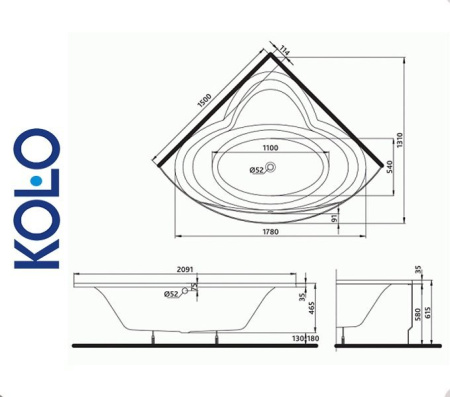 Ванна угловая Kolo RELAX 150x150