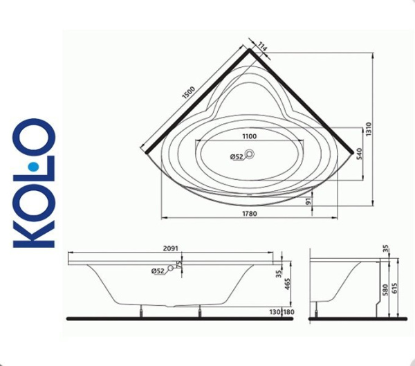 Ванна угловая Kolo RELAX 150x150