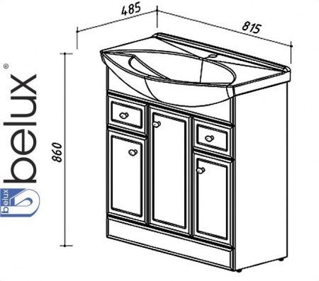 АДАЖИО Н 80-02 (1) тумба Белюкс под умывальник (4810924210289)