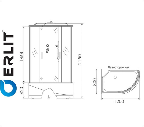Душевая кабина ERLIT ER 3512TPL-C4 для ванной комнаты