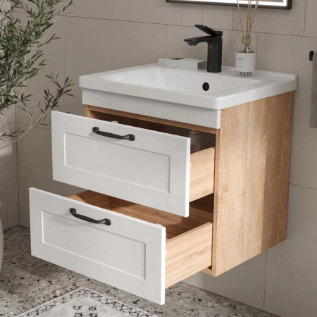 Lago 60.2Y (Миранда) тумба EQUIL [tpLAGO60.2Y-04], Белый матовый/Дуб сонома