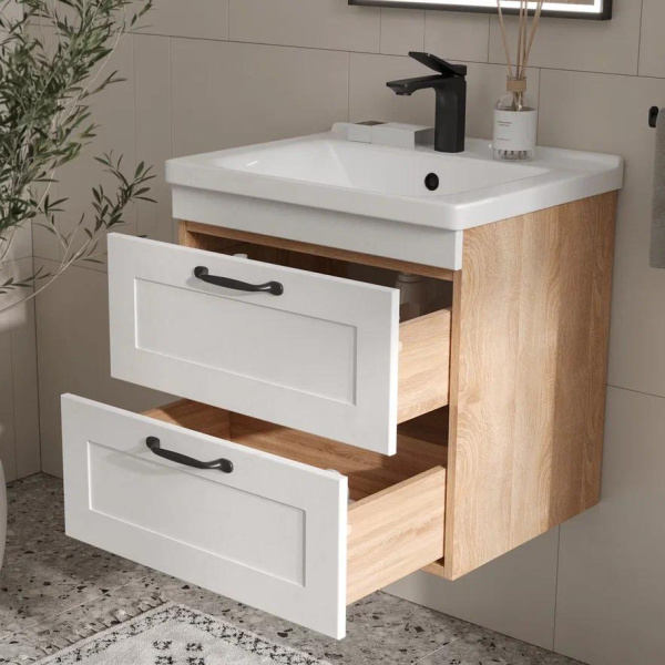 Lago 60.2Y (Миранда) тумба EQUIL [tpLAGO60.2Y-04], Белый матовый/Дуб сонома