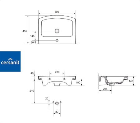 EASY 60 Cersanit. Умывальник мебельный к тумбе.