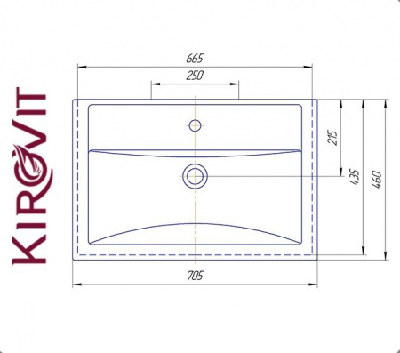 ФОСТЕР 70 Kirovit. Умывальник мебельный к тумбе.