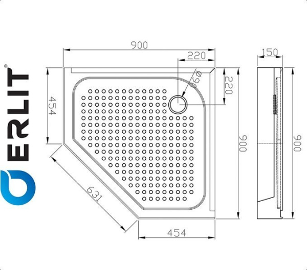 Душевой поддон ER 90V для ванной комнаты