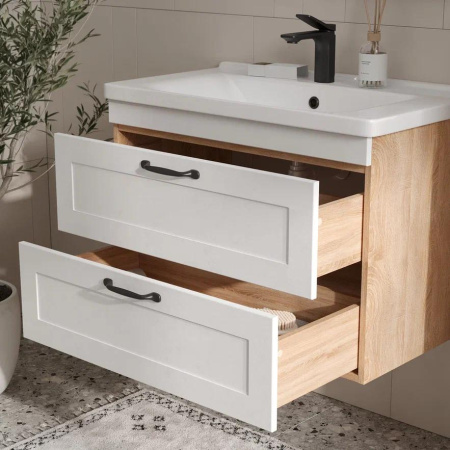 Lago 80.2Y (Миранда/Фостер) тумба EQUIL [tpLAGO80.2Y-04], Белый матовый/Дуб сонома