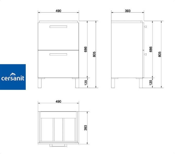 MELAR 50 тумба Cersanit под умывальник (SU-MEL-CM50)
