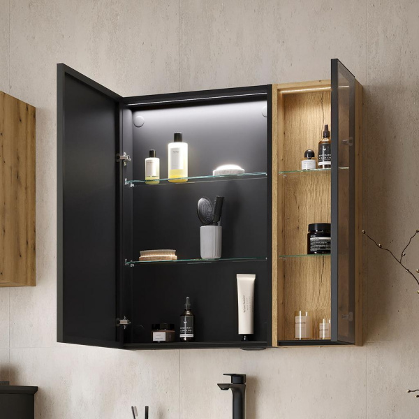 Strong 50.1D зеркало-шкаф EQUIL [szSTRONG.LED.50.1D.R], Дуб черный