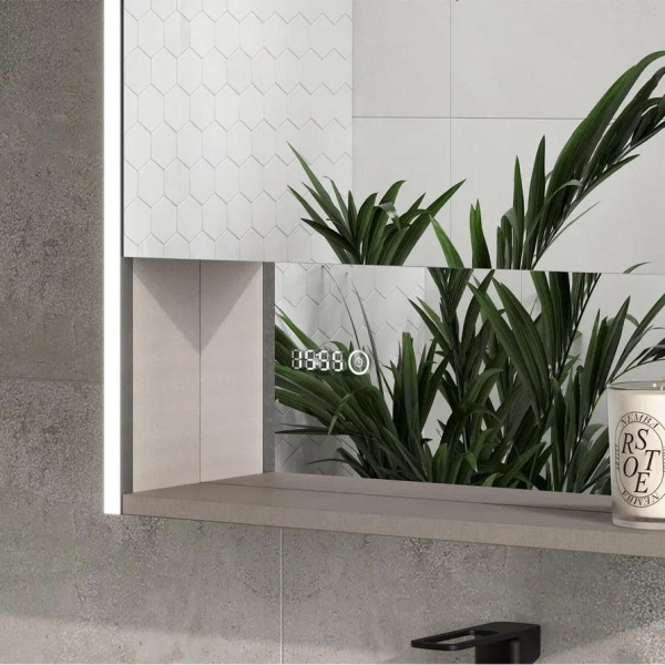 Ferro LED 60 зеркало-шкаф EQUIL [zsFERRO60.R], с часами, правый
