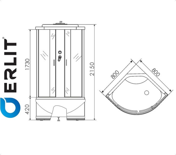Erlit ER3508TP-C3 душевая кабина (белая/матовые)