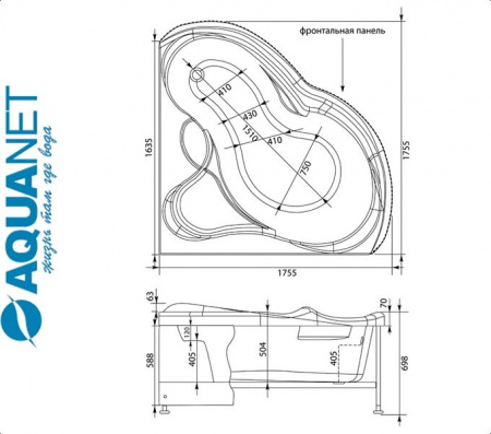 Ванна угловая Акванет BELLONA 165