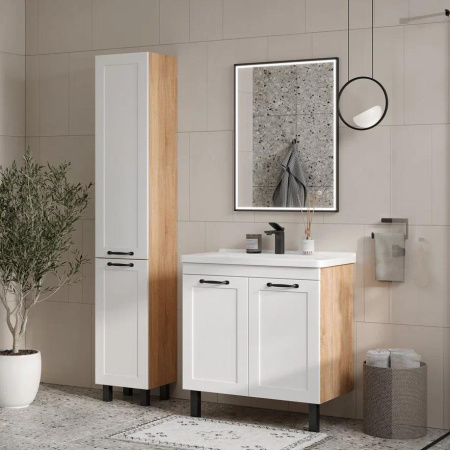 Lago 80.2D (Миранда) тумба EQUIL [tnLAGO80.2D-04], Белый матовый/Дуб сонома