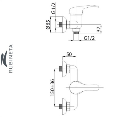 Rubineta OPTIMA-12/K для ванны настенный