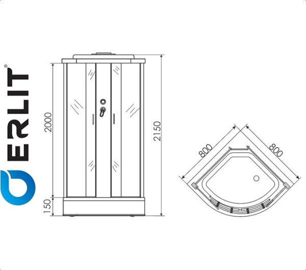 Душевая кабина ERLIT ER 3508P-C3 для ванной комнаты